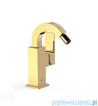 Tres CUADRO Bateria bidetowa jednouchwytowa z boczną dźwignią złota 00612402OR
