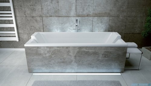 Besco Quadro 155x70cm wanna prostokątna + obudowa CZARNY mat + syfon CZARNY #WAQ-155-PK/#OAQ-155-PKC/19977