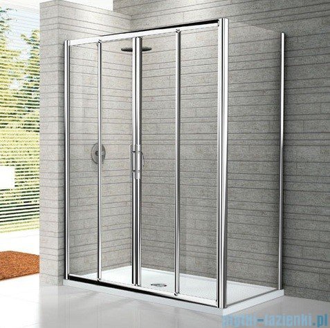 Novellini Drzwi prysznicowe przesuwne LUNES 2A 166 cm szkło przejrzyste profil chrom LUNES2A166-1K