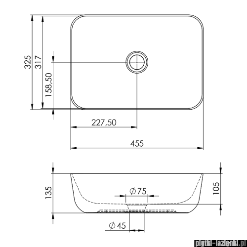 Elita Reni umywalka nablatowa ceramiczna 45x32cm Ceram Anthracite Matt 145098