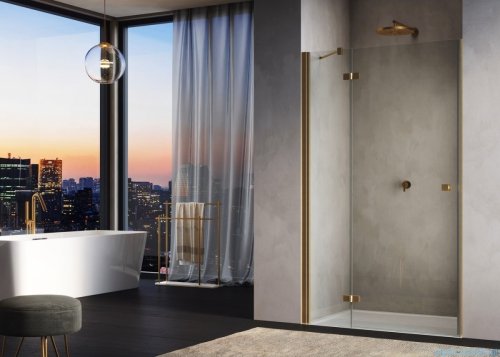 Ronal ANNEA AN13 Drzwi jednoczęściowe ze ścianką stałą w linii 90x200cm lewe złoto szczotkowane AN13G09001307