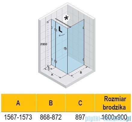 Riho Scandic NXT X203 kabina prysznicowa lewa 160x90cm chrom G001073120