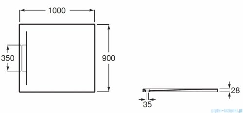 Roca Pyros 100x90cm brodzik prostokątny kompozyt Stonex biały AP9013E838403100