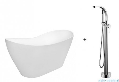 Besco zestaw wanna wolnostojąca Viya 160x70cm + bateria Decco chrom  #WMD-160-V/BW-D-CH