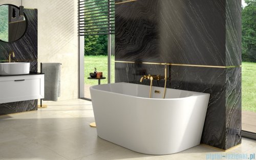 Besco Vica New wanna 150x80cm wolnostojąca przyścienna z przelewem szczelinowym slim syfon klik-klak grafit gun metal #WAS-150VNGR