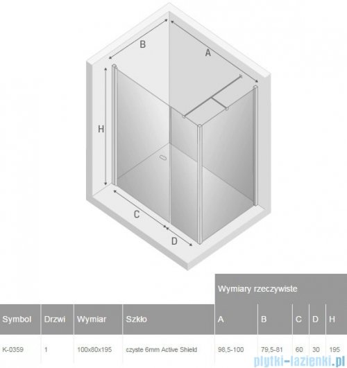 New Trendy New Soleo 100x80x195 cm kabina prostokątna przejrzyste K-0359