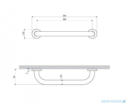 Omnires UNI uchwyt oporowy 35 cm miedź szczotkowana  UOP-35-MCPB