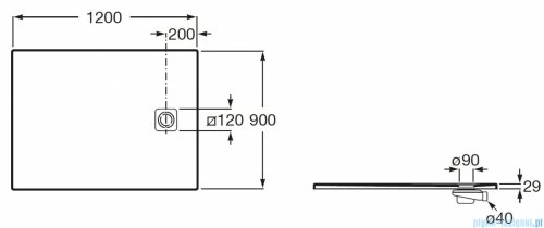Roca Magma 120x90 cm brodzik prostokątny kompozytowy STONEX SZARY ŁUPEK APE014B038403200