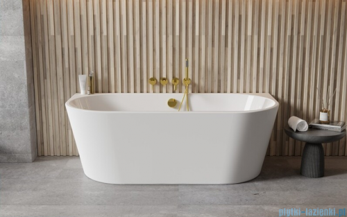 Besco Vica New wanna 150x80cm wolnostojąca przyścienna z odpływem klik-klak biały z napełnieniem przez przelew #WAS-150VNBN