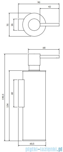 Omnires Modern Project Dozownik mydła w płynie wiszący złoty szczotkowany MP60721GLB
