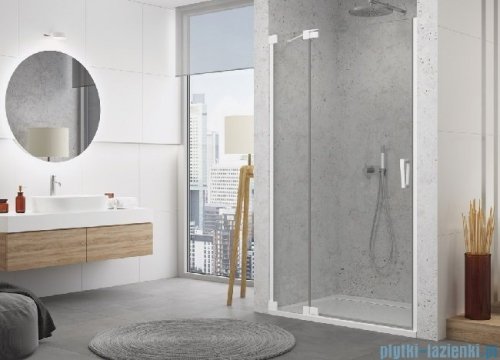 SanSwiss Cadura White Line drzwi wahadłowe 75cm jednoczęściowe lewe z polem stałym biały mat CA13G0750907