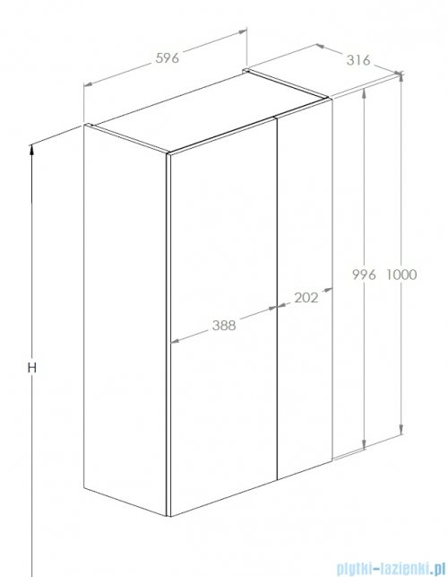 Roca Extra Kolumna łazienkowa niska z 2 drzwiami 100x60x31 DĄB CANELA A857961808