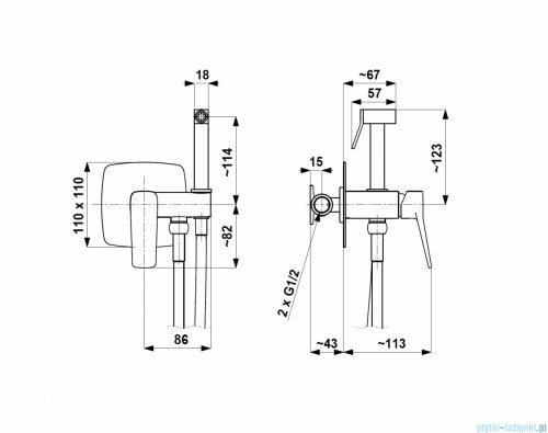 KFA MALAGA BRUSHED LIGHT GOLD bateria bidetowa podtynkowa złoty szczotkowany 4529-512-31