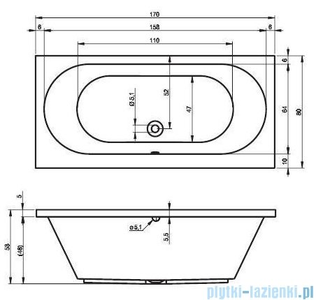 Riho Carolina wanna prostokątna 170x80cm z hydromasażem Flow prawa B055009005