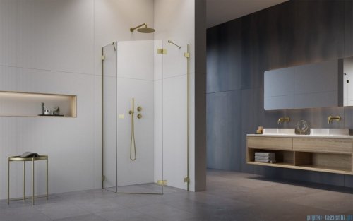 Radaway Essenza Pro Brushed Gold Ptj kabina pięciokątna 80x80 prawa szczotkowane złoto 10100000-99-01R/10100100-01-01
