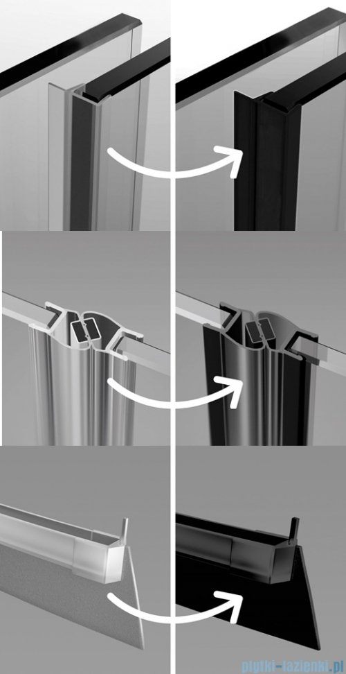 Radaway Idea 8 QL Black Kdj kabina 120x90cm prawa czarny mat/szkło przejrzyste 10550617-54-01R/10350553-01-01/10360090-01-01L