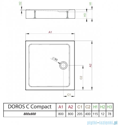 Radaway Doros C Compact Stone brodzik 80x80 kaszmirowy SDRC8080-05-84S