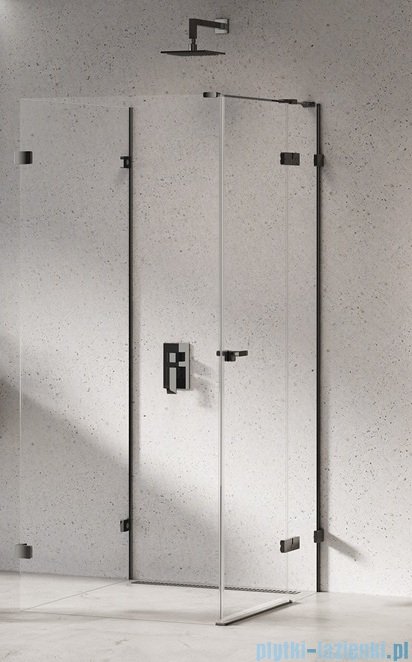 New Trendy Eventa Black Chrome kabina prysznicowa przyścienna z drzwiami bocznymi 80x100x200 przejrzyste Prawa czarny połysk EXK-6285