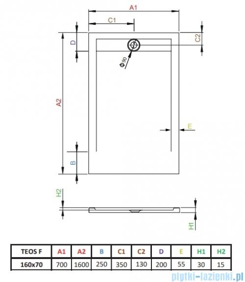 Radaway Teos F brodzik 160x70cm czarny HTF16070-54