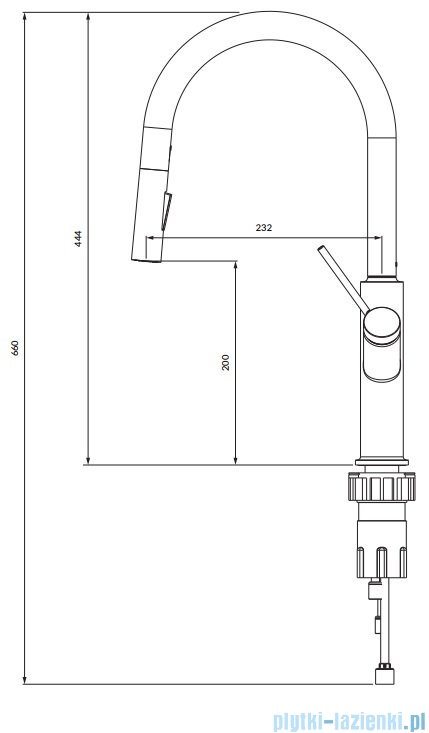 Omnires Bend bateria zlewozmywakowa z wyciąganą wylewką czarny mat BE6455BL