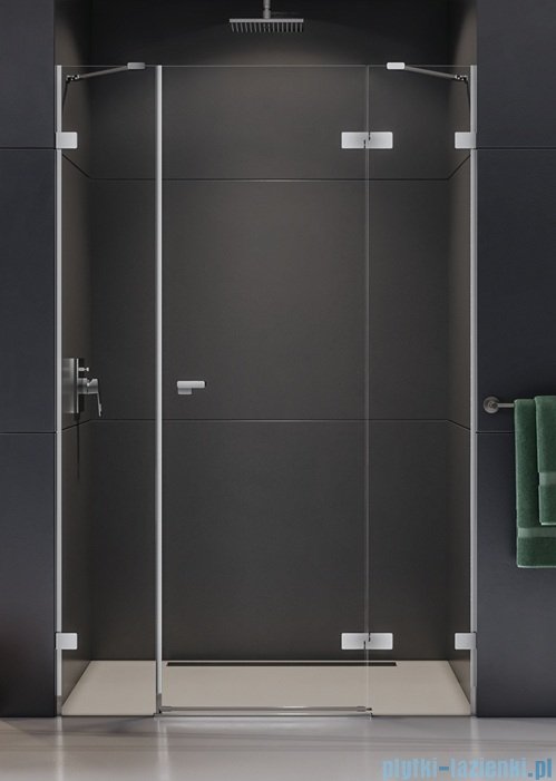 New Trendy Eventa drzwi wnękowe pojedyncze z dodatkową ścianką 150x200 cm przejrzyste prawe chrom EXK-4465