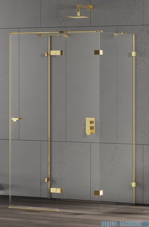 New Trendy Eventa Gold Shine kabina prysznicowa przyścienna 120x90x200 przejrzyste Prawa Złoty połysk EXK-4813