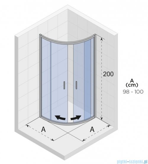 Riho Hamar 2.0 R309 kabina prysznicowa półokrągła 100x100cm przejrzyste G007003120