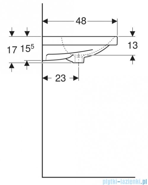 Geberit Acanto Umywalka ścienna bez otworu na baterię 120x48 cm KeraTect 501.880.00.4