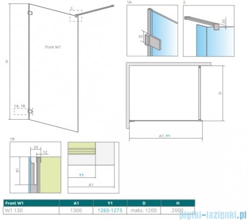 Radaway Euphoria Walk-in V kabina 130cm szkło przejrzyste 383115-01-01
