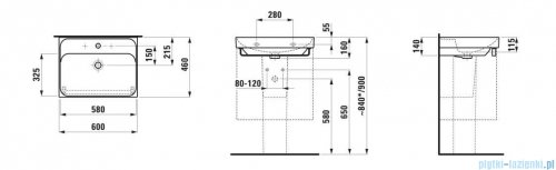 Laufen Meda umywalka ścienna 60x46cm biała H8161130001041