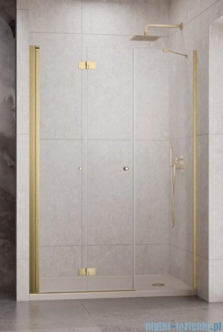 Radaway Nes Brushed Gold DWSB drzwi wnękowe 140cm W4 lewe złoto szczotkowane szkło przejrzyste 10044850-99-01L/10045550-01-01