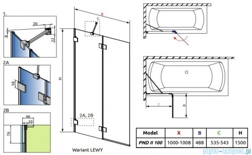 Radaway Essenza Pro Brushed GunMetal Pnd II parawan nawannowy 100cm lewy szczotkowany grafit 10102100-92-01L