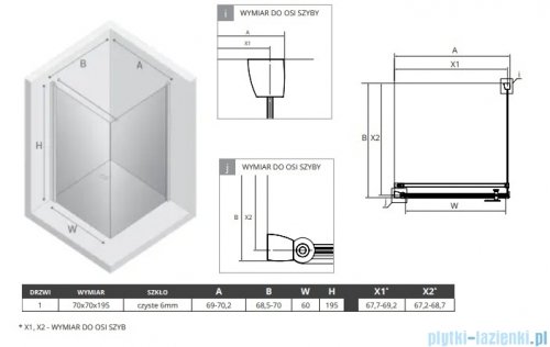 New Trendy New Soleo Light Gold 70x70x195 cm kabina wspornik prosty złoty połysk/szkło przejrzyste K-1827-WP