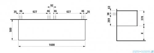 Laufen ILBAGNOALESSI szafka pod umywalkę 160x50 cm biały mat H4323300972601