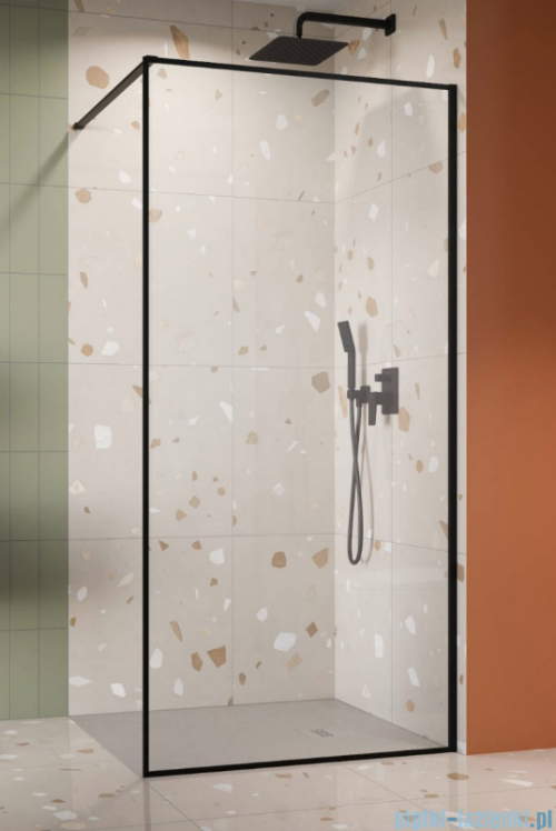 Radaway Modo F II Black kabina Walk-in 65x201cm Czarna szkło przejrzyste 10409065-54-01