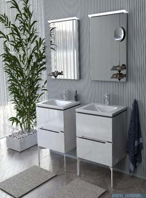 Oristo Silver Uni szafka podumywalkowa wisząca 60x50x46cm biały połysk OR33-SD2S-60-1-V3
