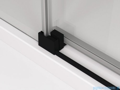 SanSwiss Cadura Black Line drzwi przesuwne 100cm jednoskrzydłowe lewe z polem stałym profile czarny mat CAS2G1000607