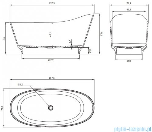 Omnires Neo M+ wanna wolnostojąca 158x72 cm biały mat NEO158SWWBM