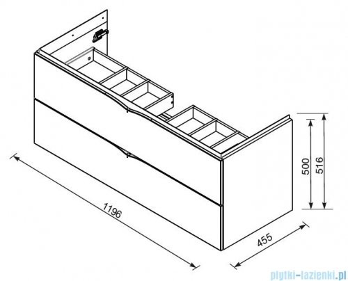 rysunek techniczny Oristo Siena szafka podumywalkowa wisząca 120x50x45cm szary mat OR45-SD2S-120-12