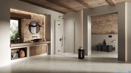New Trendy Nesta Gunmetal Brushed kabina 100x70x200 cm lewa wspornik równoległy grafit szczotkowany/szkło przejrzyste K-4708