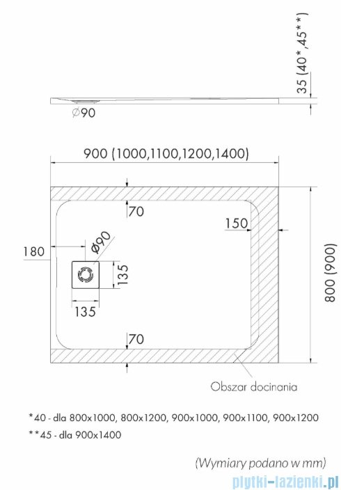 Schedpol Schedline Magnific brodzik prostokątny White Stone 140x90x3,5cm 3SP.M1P-90140/B/ST-M9/B/ST