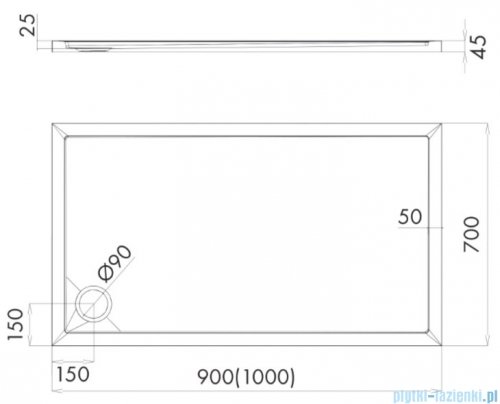 Schedpol Schedline Estima brodzik prostokątny 90x70x4,5cm 3SP.E2P-7090