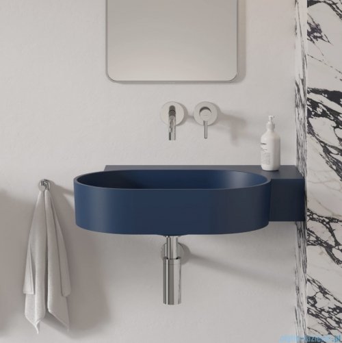 Omnires Ovo M+ umywalka nablatowa/wisząca prawa 66x44 cm midnight blue mat OVO645UWPMB