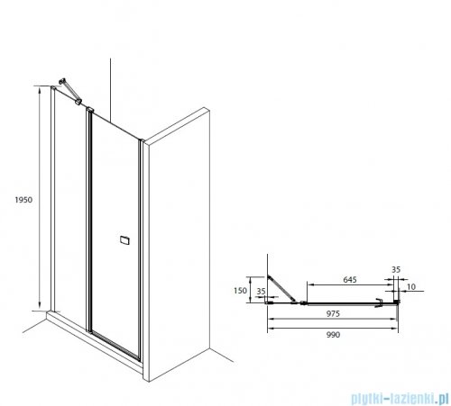 Roca Capital drzwi prysznicowe 100x195cm przejrzyste AM4610012M