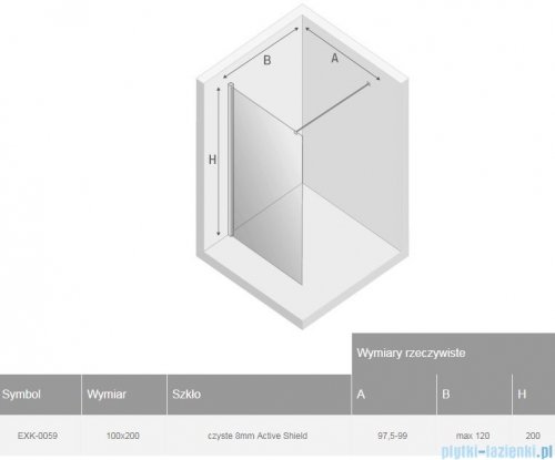 New Trendy New Modus Black kabina Walk-In 100x200 cm przejrzyste EXK-0059