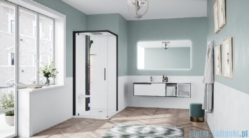 Novellini Glax 1 2.0 kabina z sauną parową 90x90 lewa czarna G21GF90ST5-1HH