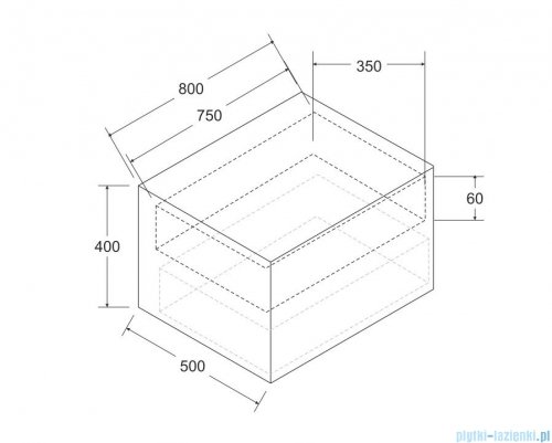 Besco Dexa szafka podumywalkowa 80x50x40cm niebieska, uchwyt czarny SUD-854-NC