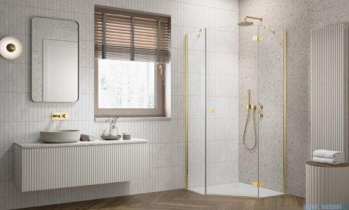 Radaway Essenza Gold Ptj kabina pięciokątna 100x90cm prawa szkło przejrzyste 1385010-09-01R/1385057-01-01