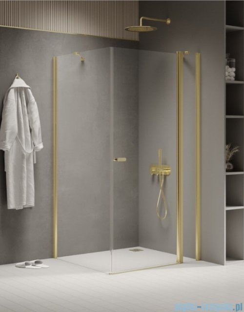 New Trendy New Soleo Light Gold 120x100x195 cm kabina wspornik skośny złoty połysk/szkło przejrzyste K-1872
