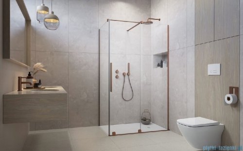 Radaway Furo Kdj Brushed Copper kabina 150x75cm prawa szczotkowana miedź 10104772-93-01R/10110730-01-01/10113075-01-01